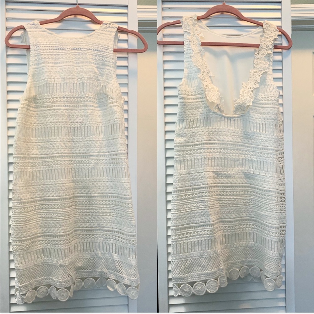 Gianni Bini White Back Detailed Lace Dress